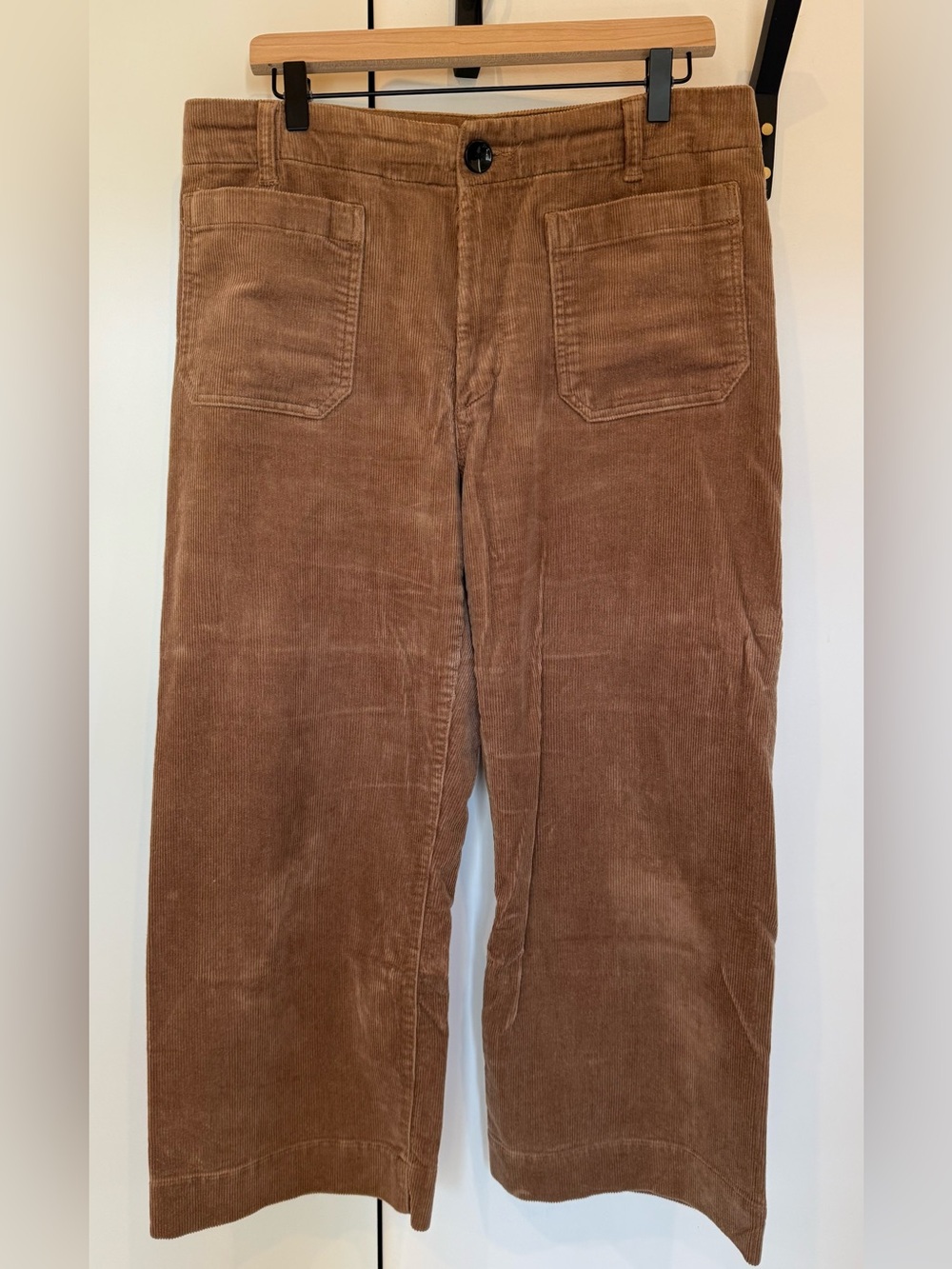 Quince Women's Cropped Corduroy Wide Leg Pants in Brown